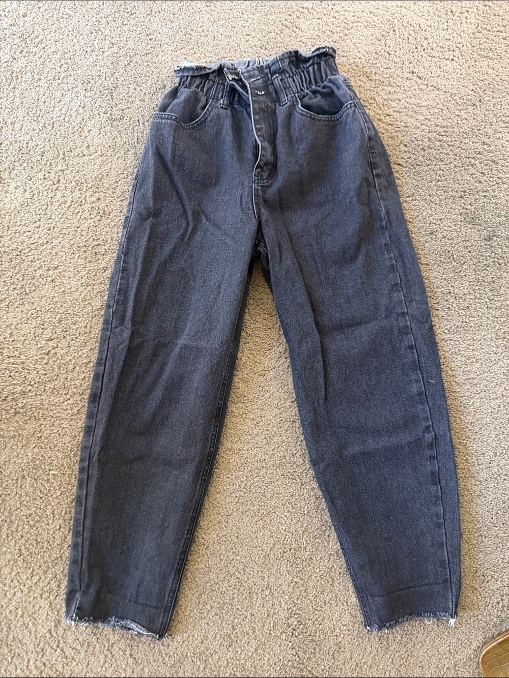 OAK + FORT  Dark Gray Elastic Paperbag Waist Jeans